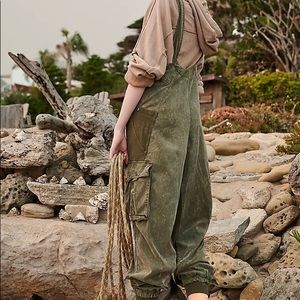 Free People Fast Track Onesie Overalls in Cargo Khaki medium